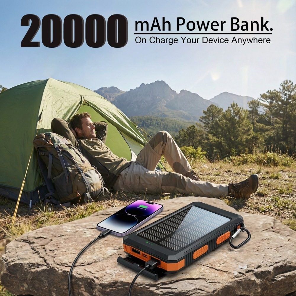 Portable Charger 20000Mah - Solar Power Bank10000/20000MAH Portable Fast, Equipped