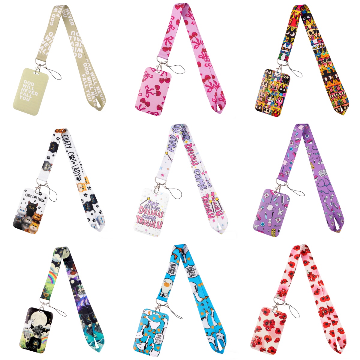 Phone Accessories Business - Red Flowers Lanyard with ID Card