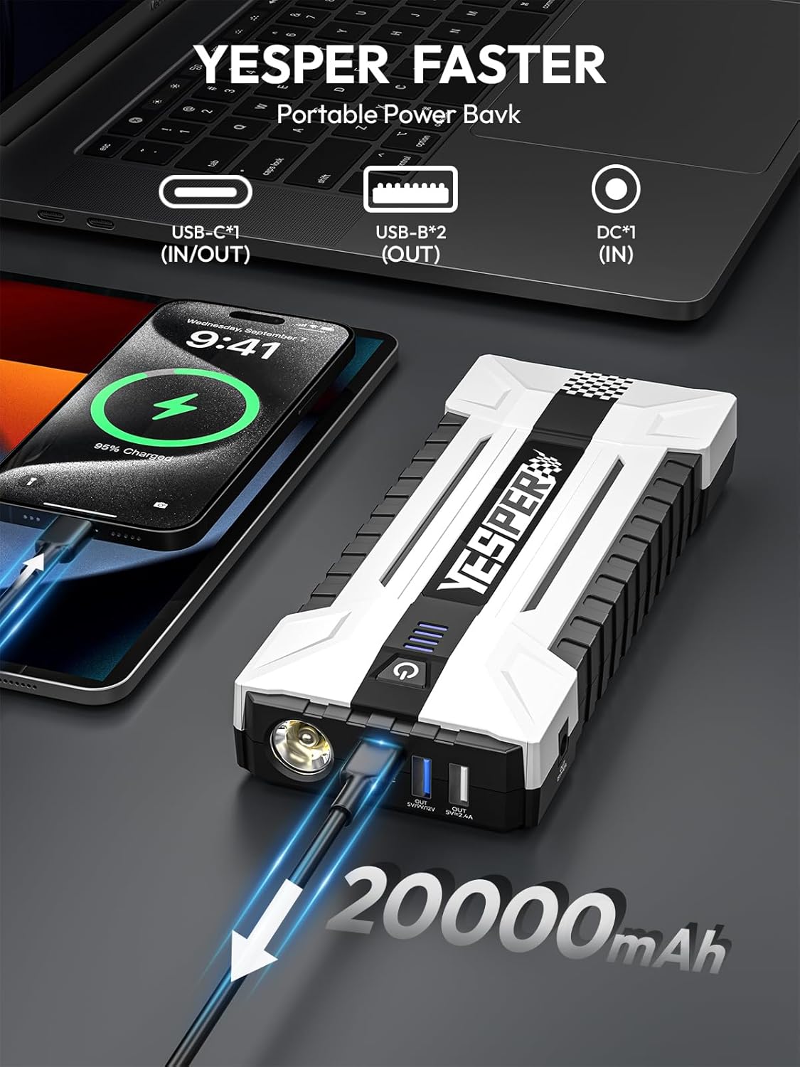 YEPSER YJS20 3000A Peak 12V Ca - Portable Charger 20000Mah 评论和价格